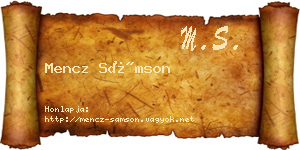 Mencz Sámson névjegykártya